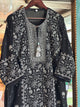 Black Mul Chanderi Chikankari Kurta Set with Pearl & Sequin Work