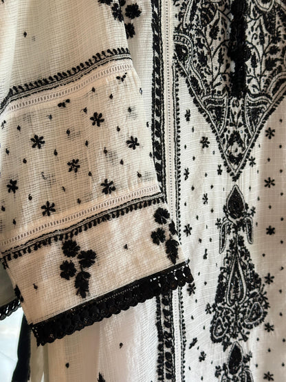 Kota Monochrome Sequins Work Chikankari Kurta Dupatta Set