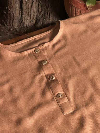 Clay Brown Kashmiri Pashmina Phiran with Handcrafted Ari & Chikankari Embroidery