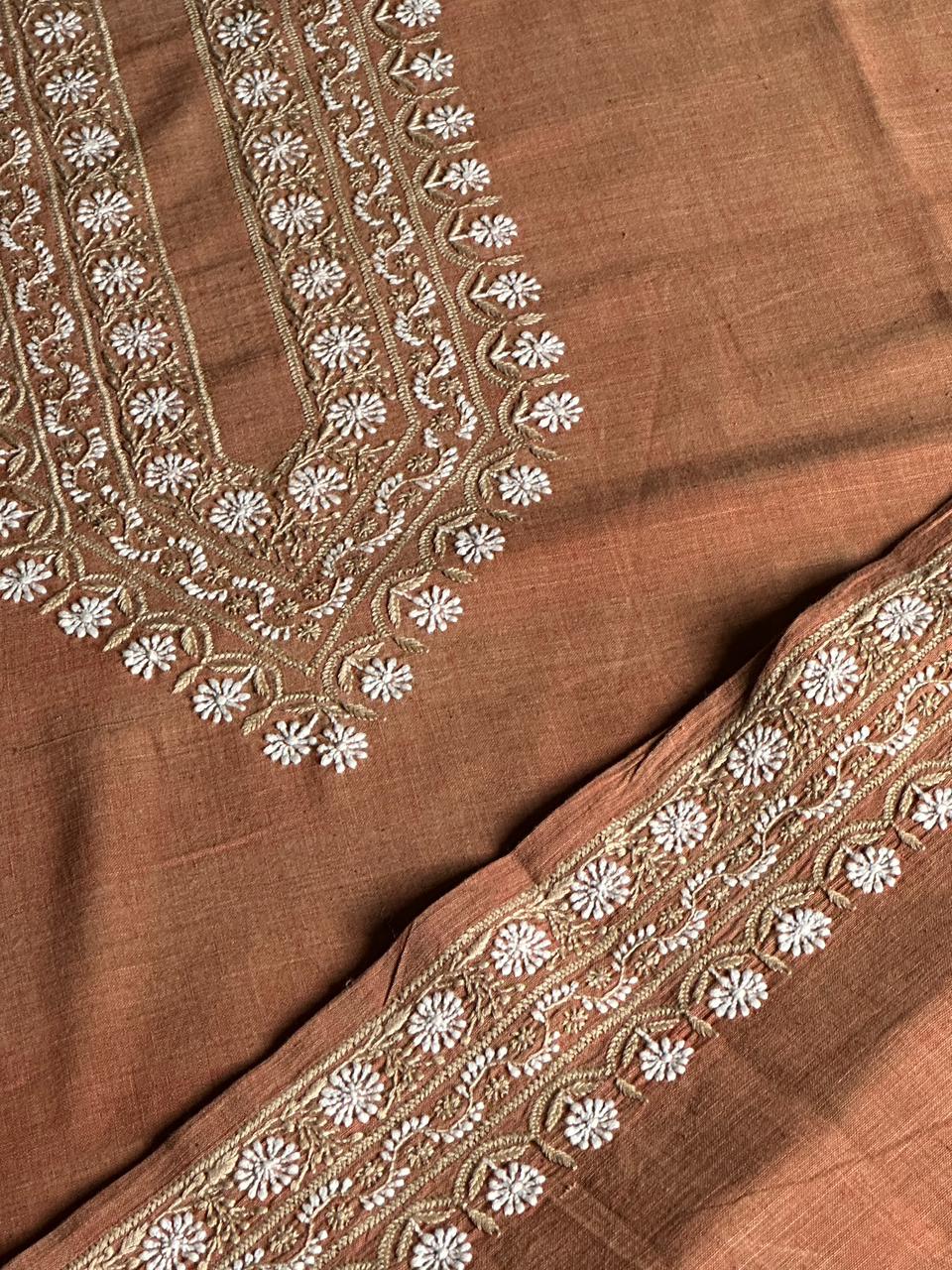 Rust Malkha Handspun Khadi Kurtas Unisex Fabric