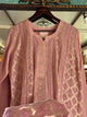 Onion Pink Zari Chanderi Chikankari A Line Kurta with Slip