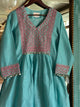 Fountain Blue Sico Chikankari Tux Style Kurta Set with Zardosi Work