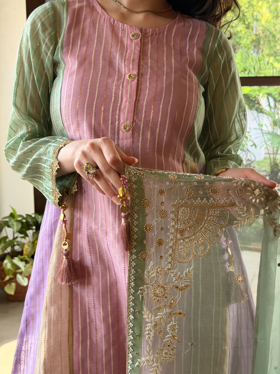 Multi Shade Kalidar Handloom Chikankari Farshi Sets