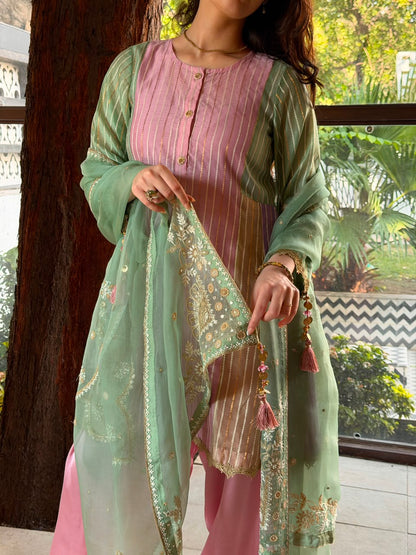 Multi Shade Kalidar Handloom Chikankari Farshi Sets