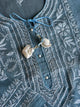 Blue Shade Semi Stitched Kota Tepchi Chikankari Kurta Dupatta Set