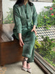 Slate Green Satin Shimmer Chikankari Co-Ord Set