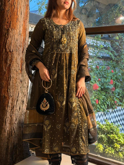 Tissue Silk Bhopali Kurta Dupatta Set