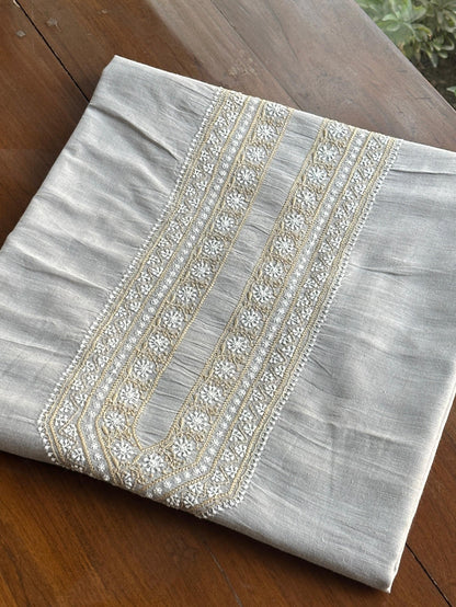 Grey Malkha Handspun Khadi Kurtas Unisex Fabric