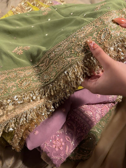 Green Superfine Pure Georgette Chikankari Kurta Set
