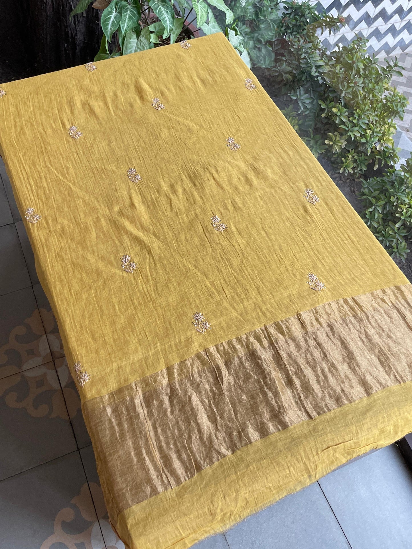 Yellow | Tissue Silk Chikankari Work Kurta Set