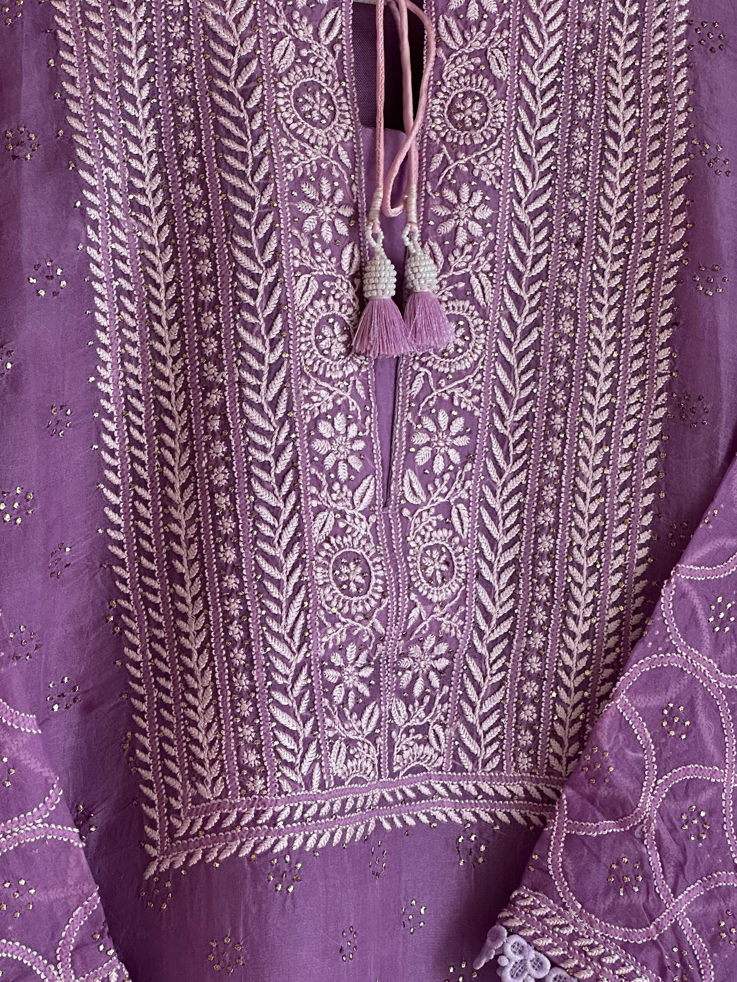 Deep Purple Kosha Mukaish Kamdani Noor Organza Kurta Set