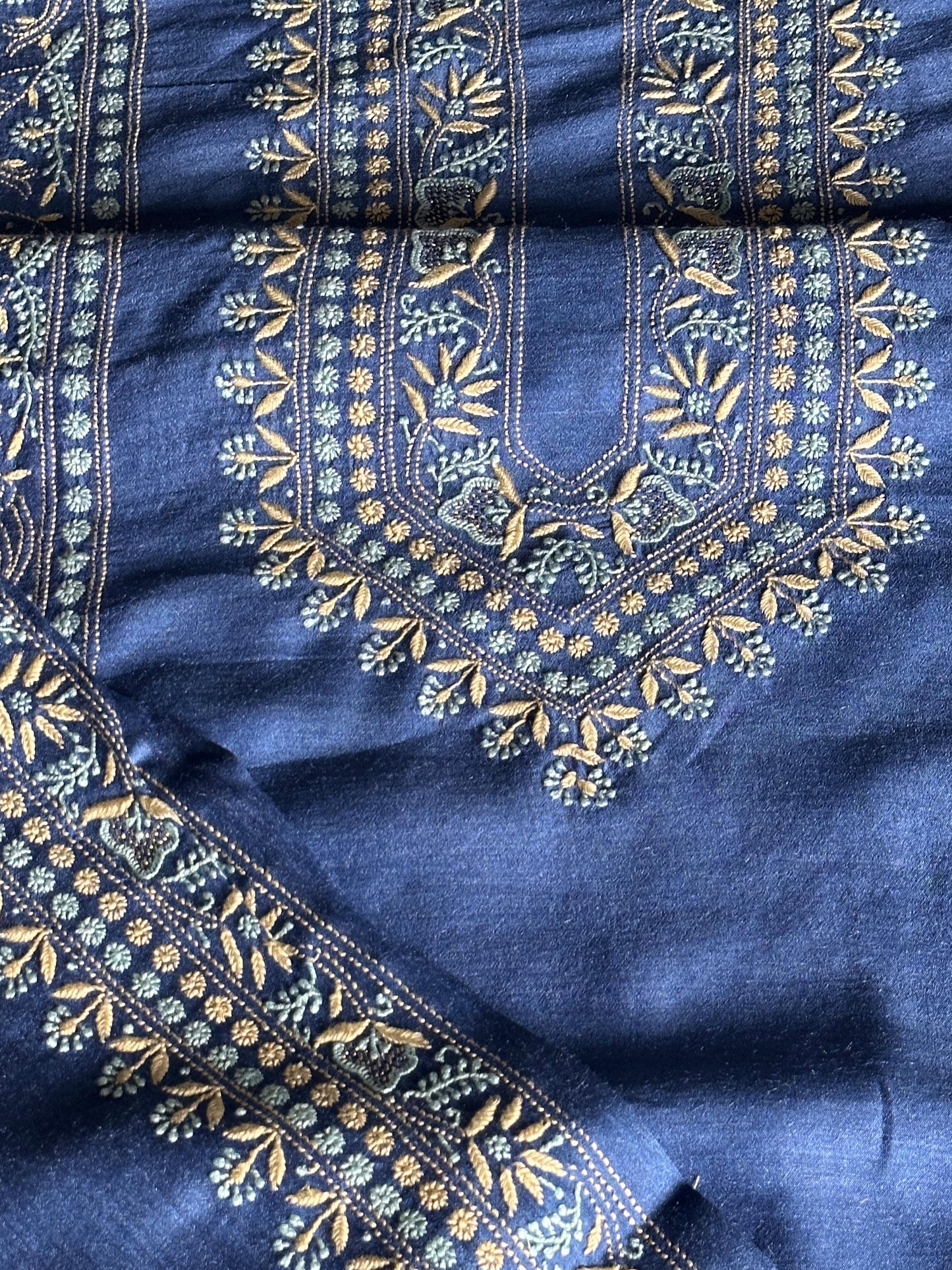 Pastel Blue Shade Moonga Silk Chikankari Men’s Kurta Fabric
