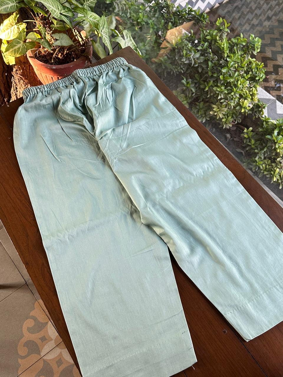 Sea Green & Teal Shade Chanderi Daraz Applique Chikankari Mukaish Kurta Dupatta Set