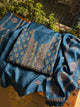 Blue Multi Roheen Tussar Silk Chikankari Fabric