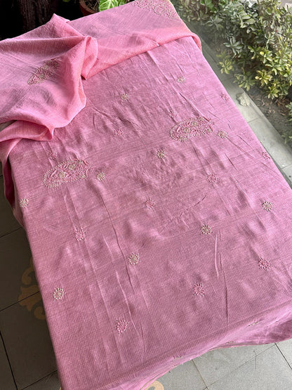Pink Shade Chanderi Chikankari Saree