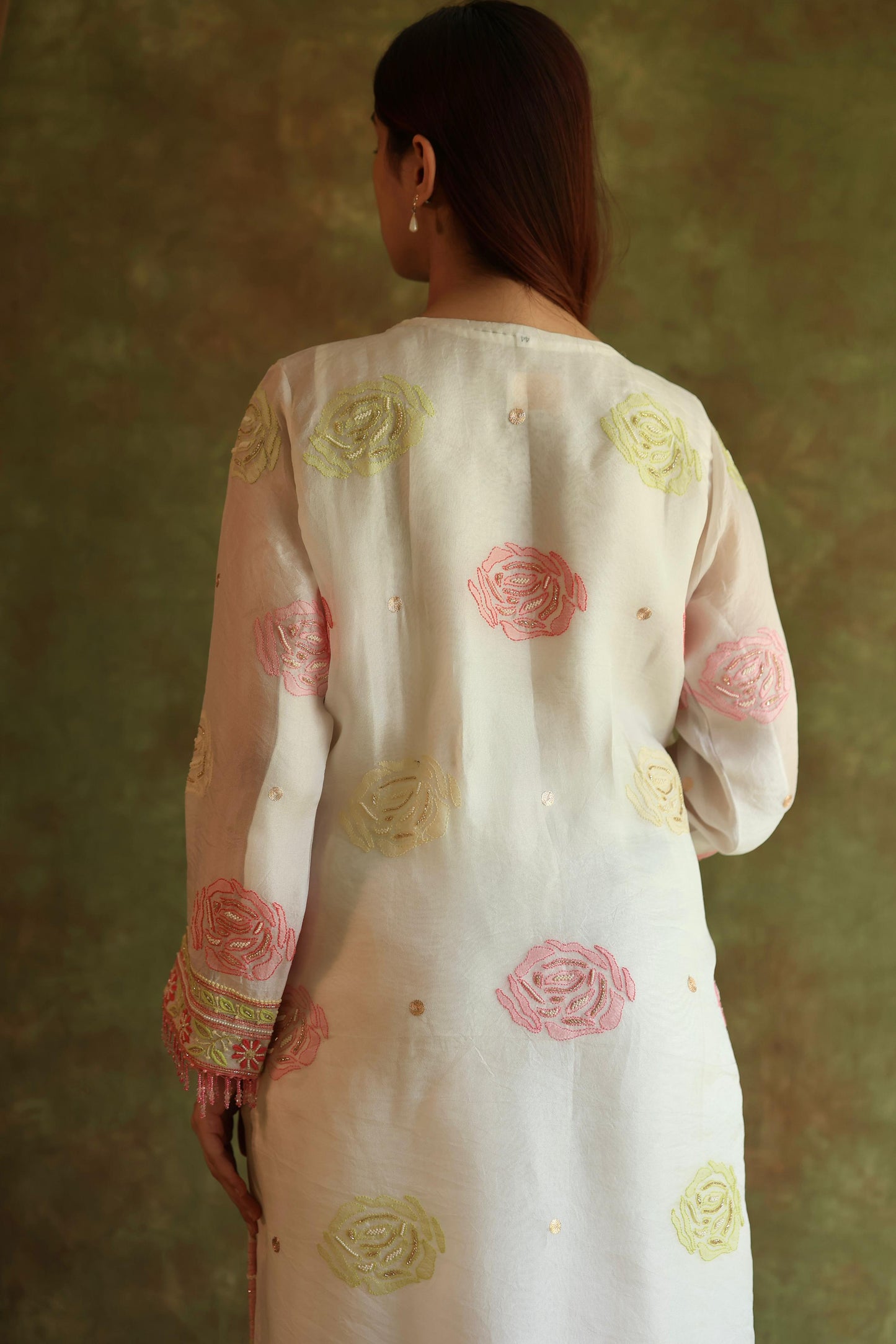 Banarasi Noor Organza Chikankari Kurta With Dupatta