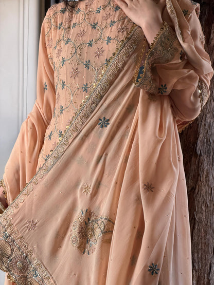 Tukdi Multi Colour Pure Georgette Chikankari Anarkali