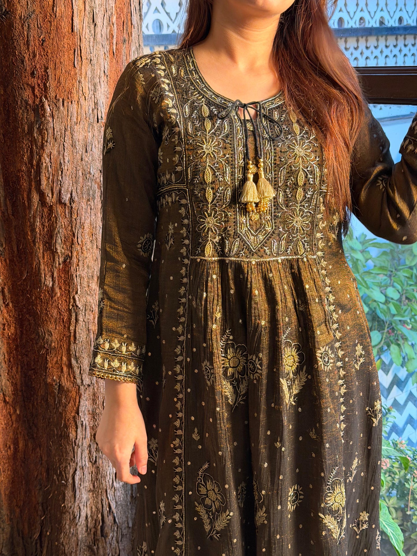 Tissue Silk Bhopali Kurta Dupatta Set