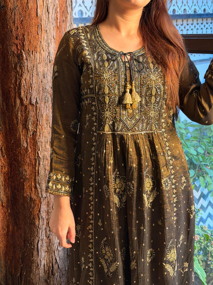 Tissue Silk Bhopali Kurta Dupatta Set