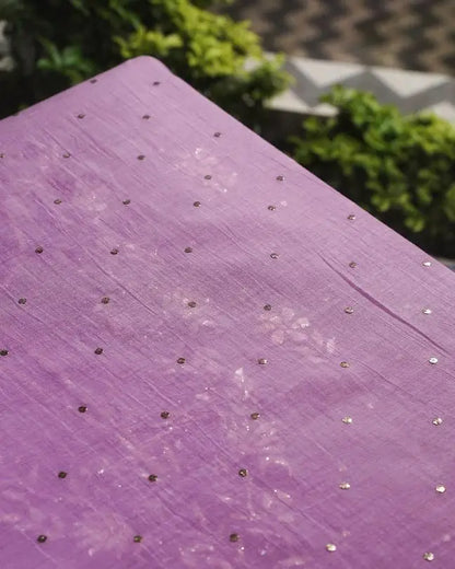 Mauve Shade Chanderi Silk Mukaish Badla Unstitched Fabrics