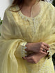 Lemon Custard Daraz Applique Chikankari Mukaish Kurta Dupatta Set