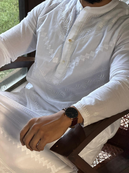 Daraz Chikankari Muslin Cotton Men's Kurta